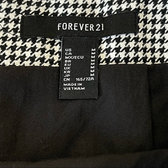 FOREVER 21 Skirt black white hounds tooth check plaid Checkered PRINT M Zip - Picture 3 of 8